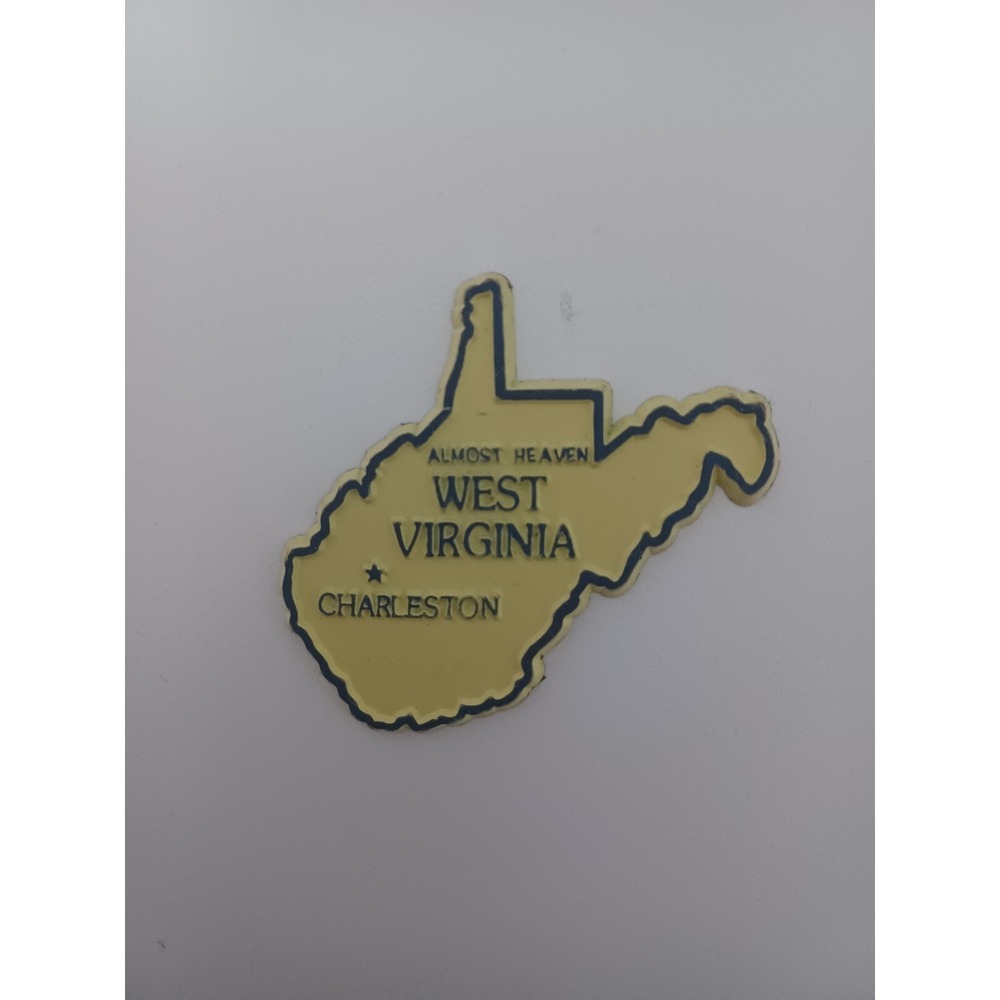 VTG WEST VIRGINIA Shaped State Souvenir Fridge Magnet. Almost Heaven. Charleston